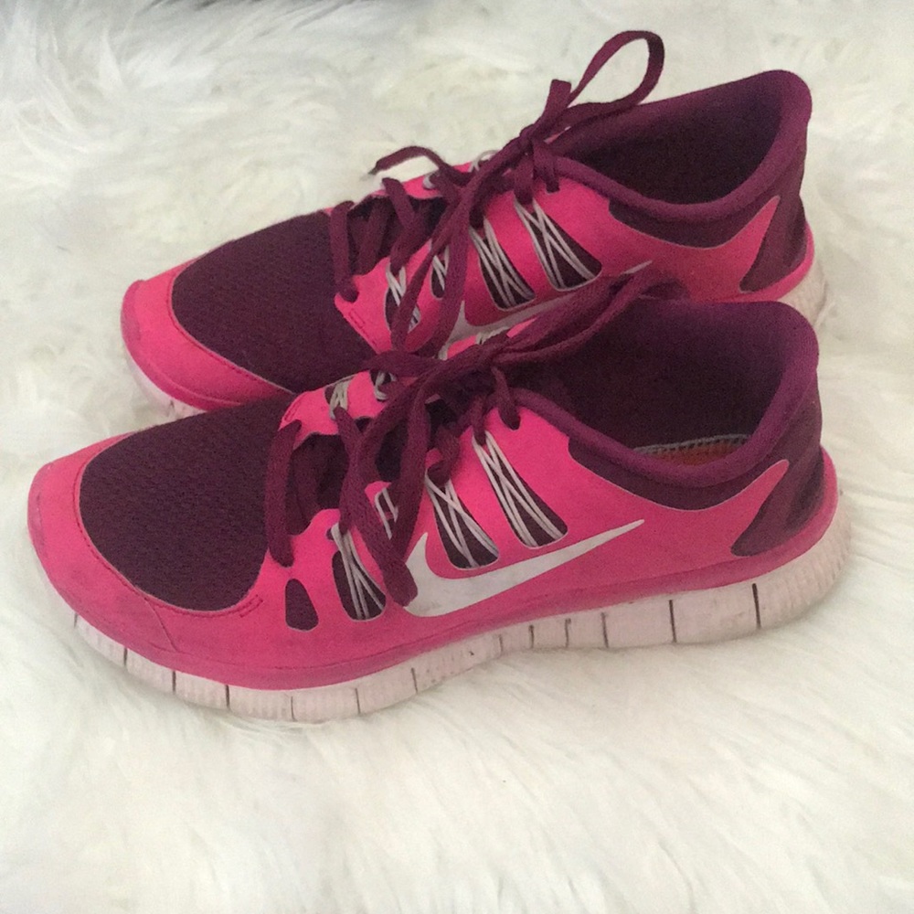 Pink and purple Nike Frees 5.0 - size 7